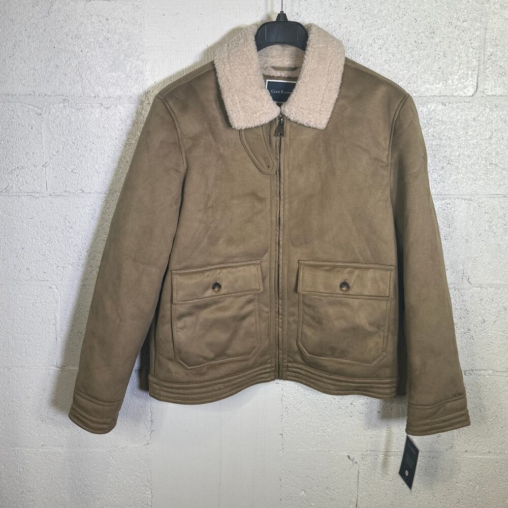 Club Room Men's Faux Suede shearling lined Jacket,, Tan L $250 - Picture 1 of 9